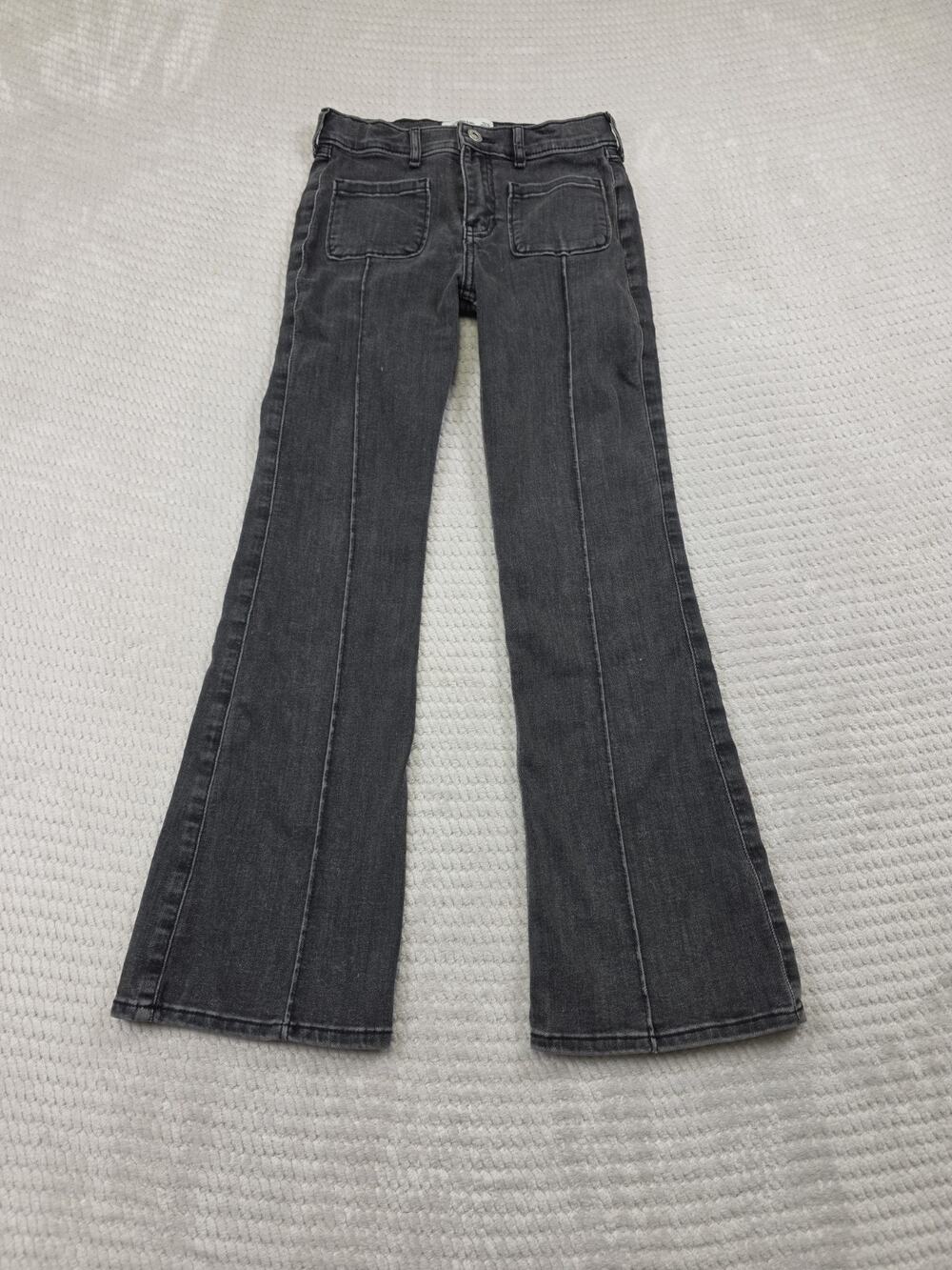 Abercrombie Kids Jeans Girls 11/12 High Rise Flare Black Gray